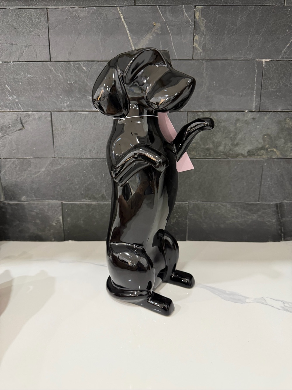 Black Ceramic Dog Figurine Jewelry Holder - Pets Dog
